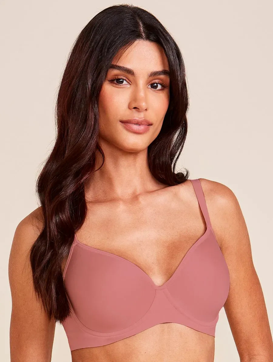 חזיית טי-שירט SPACER  עם ברזלים בצבע ורוד-עתיק