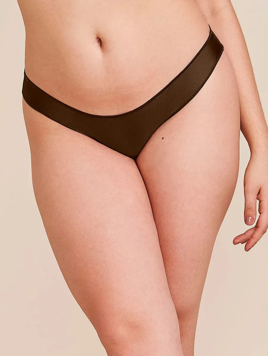 תחתונים ברזילאים בגזרת  ביקיני מסופר מיקרופייבר בצבע חום-כהה