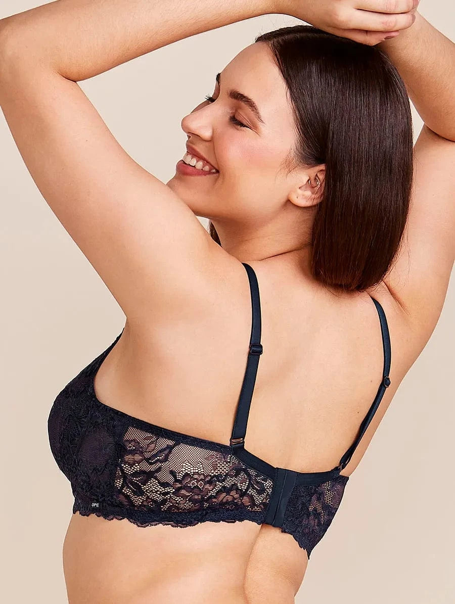 חזיית תחרה עם עצם בצבע  כחול-נייבי