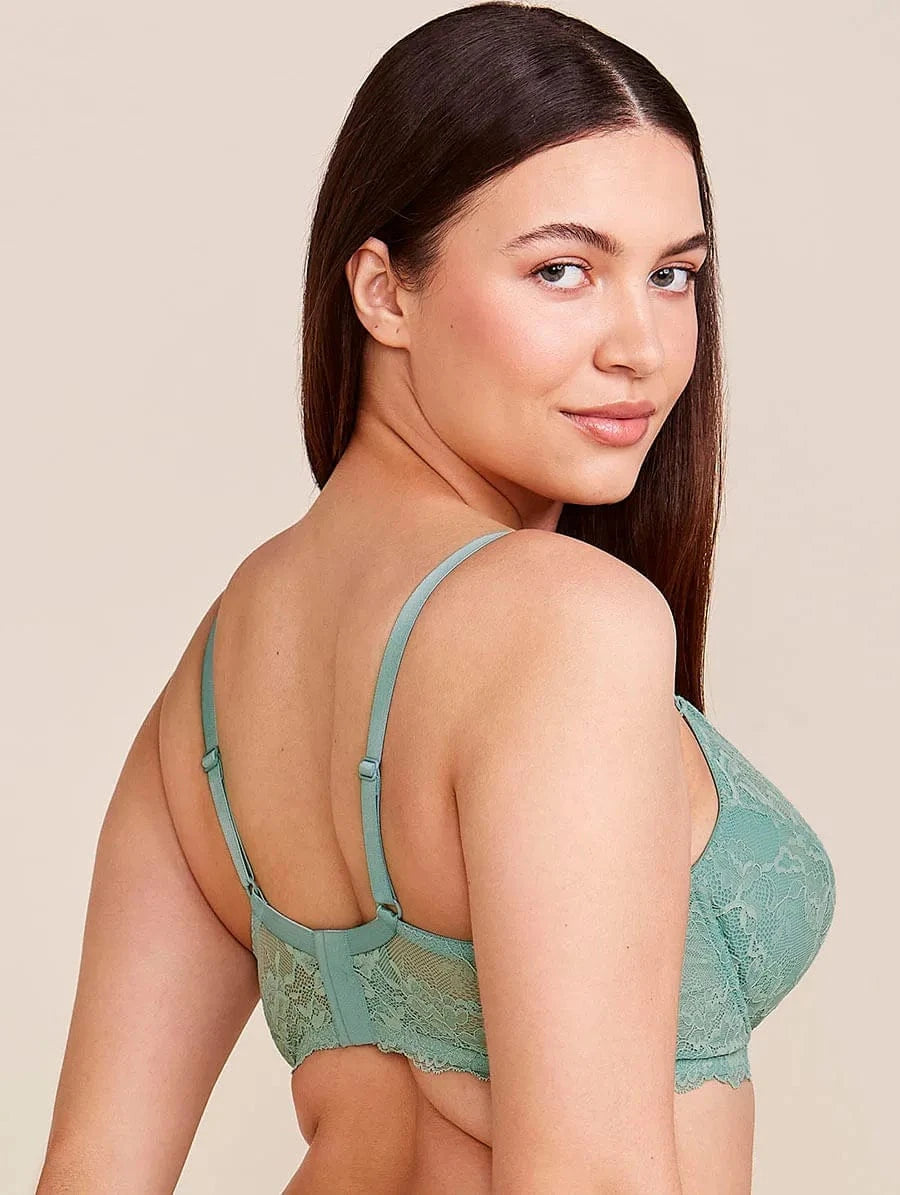 חזיית תחרה עם עצם בצבע ירוק-מרווה