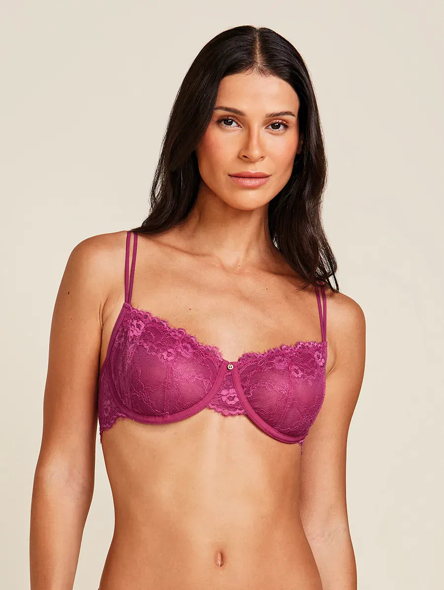 חזיית תחרה בגזרת בלקונט בצבע פוקסיה