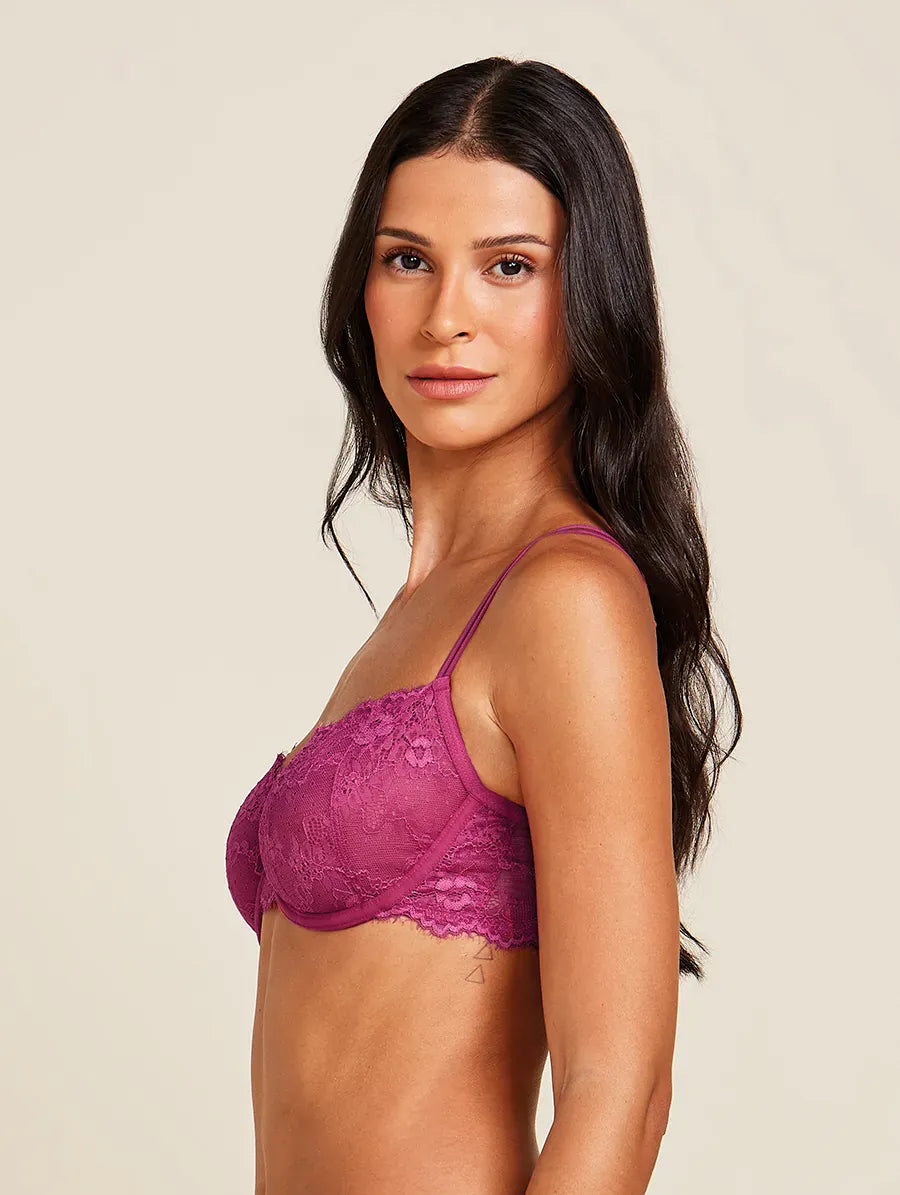 חזיית תחרה בגזרת בלקונט בצבע פוקסיה