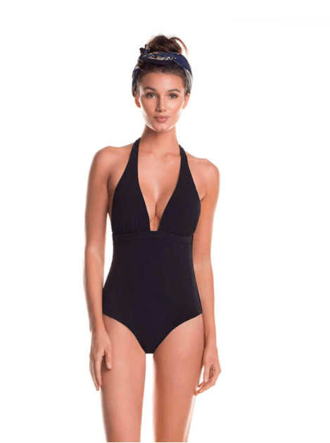 בגד ים שלם שחור גזרת הולטר - Olla Lingerie Online